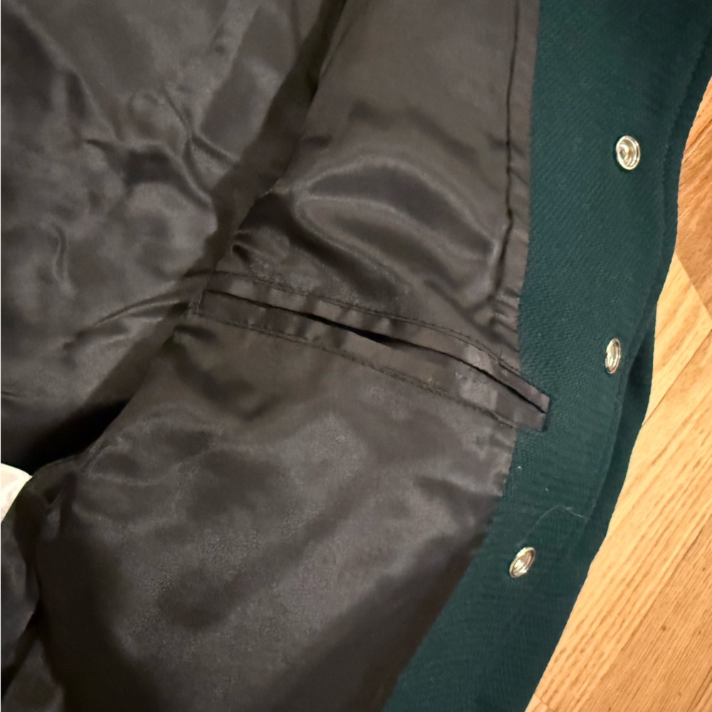 Sporty & Rich Monaco Wool Varsity Jacket in Forest - Picture 12 of 14